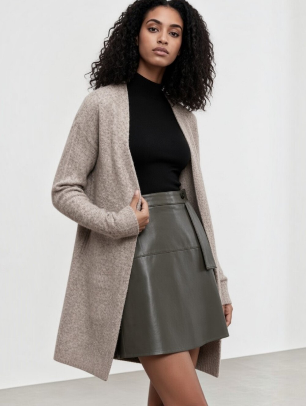 Aritzia Wilfred Free Aronson Alpaca Wool Blend Open Front Cardigan Sweater